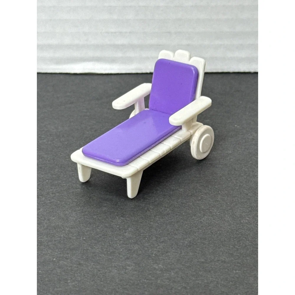 Vintage Fisher Price Sweet Streets Pool Lounge Chair White Purple Miniature